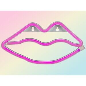 Love And Cupcakes 10.5" Neon Style LED Hot Pink Lips Wall Sign New In Box